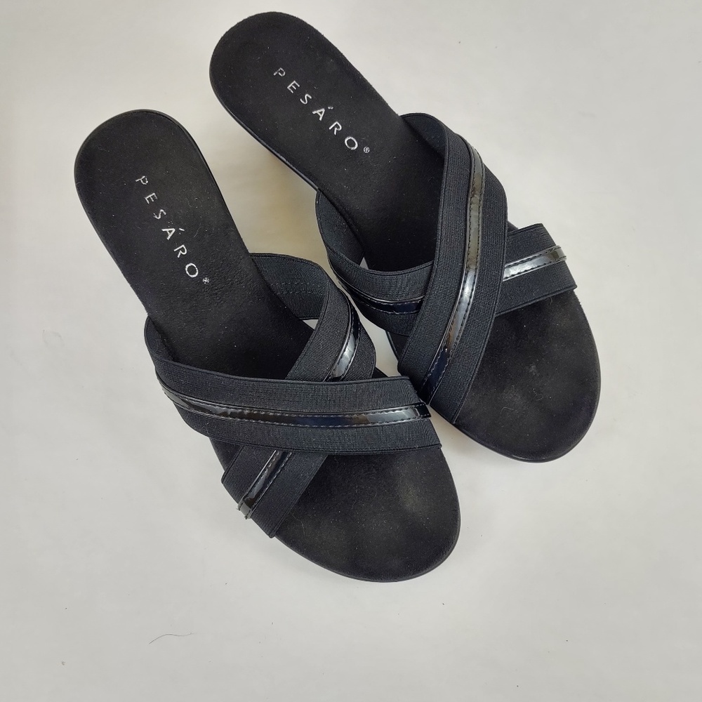 Pesaro wedges with crossover straps